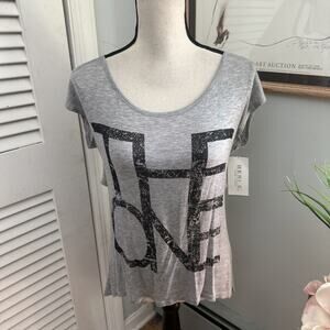 Vintage GERI C Womens Top Large Gray The One Graphic Cut Out Retro Y2K Grunge